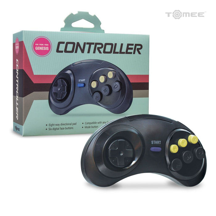 Tomee 6-Button Control Pad Video Game Controller For Sega Genesis - Black