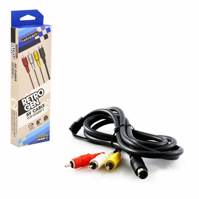 Retro-Bit 6ft. Gold-Plated AV Audio Video Cable Power Cord For Sega Genesis