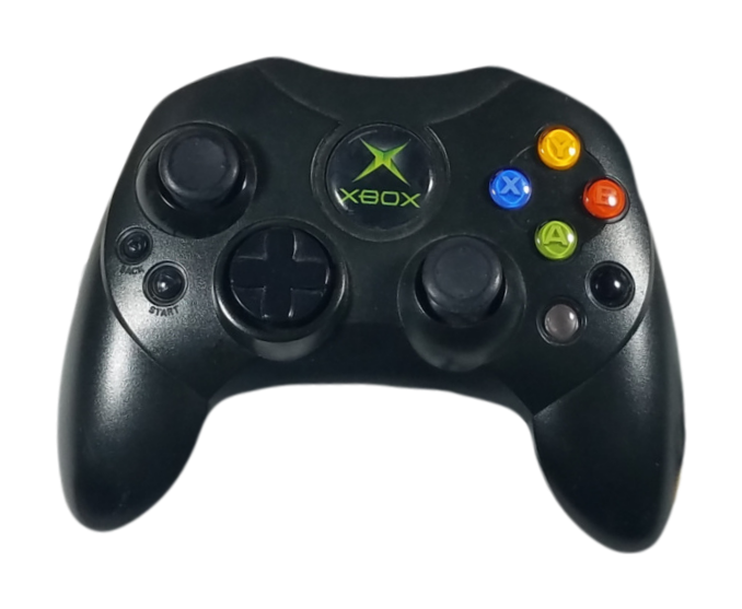 Microsoft Original Xbox Game S Style Official Wired Controller X08-69873 W/ 2 Vibration Feedback Motors & 2 Expansion Slots For Memory Cards - Black