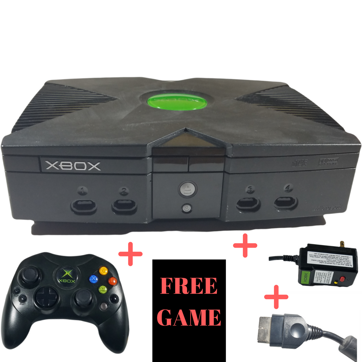 Microsoft Original Xbox Console with Controller, Power Supply, and AV  Cable,Black