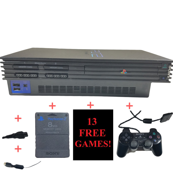 Sony PlayStation 2 Original Console System With 13 Games & Controller, TV Cables & Memory Card PS2 Complete Fat Backwards Compatible Bundle Lot Combo!