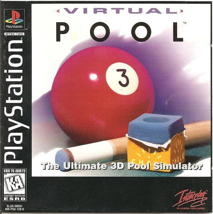 Virtual Pool - Sony PlayStation 1 PS1 PS2 PS3 PS PSX Video Game